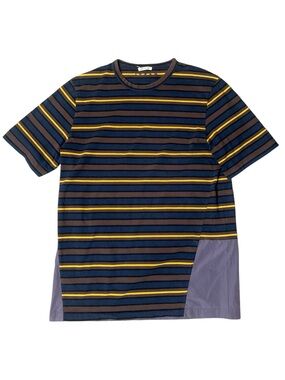 Marni | Patchwork | Cut n’ Sew | Embroidered logo | Distressed |striped Y2K tee